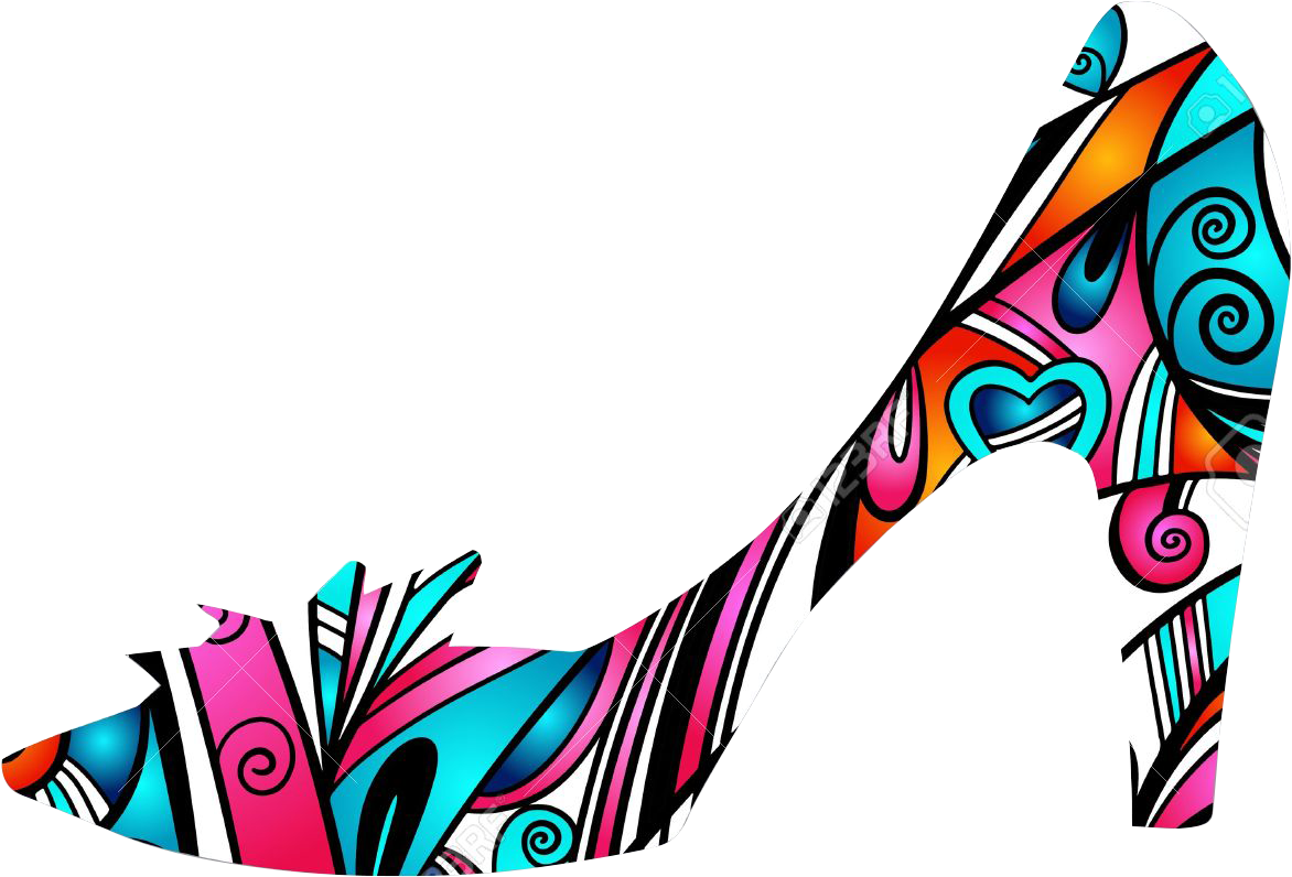 Colorful Ethnic Pattern High Heels - Shoe Clipart (1300x1300), Png Download