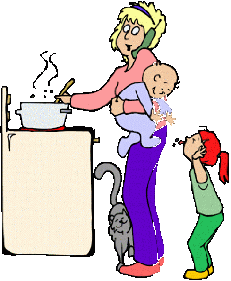 How Many Times During The Day Do You Hear “mom” Thinking - Stressed Mom Cartoon Gif Clipart (753x913), Png Download