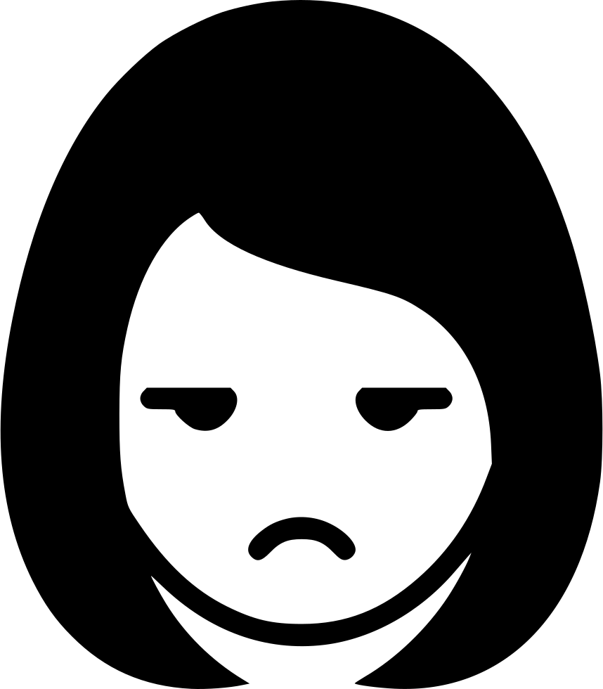 Sad Glare Girl Woman Comments - Happy Girl Icon Png Clipart (858x980), Png Download