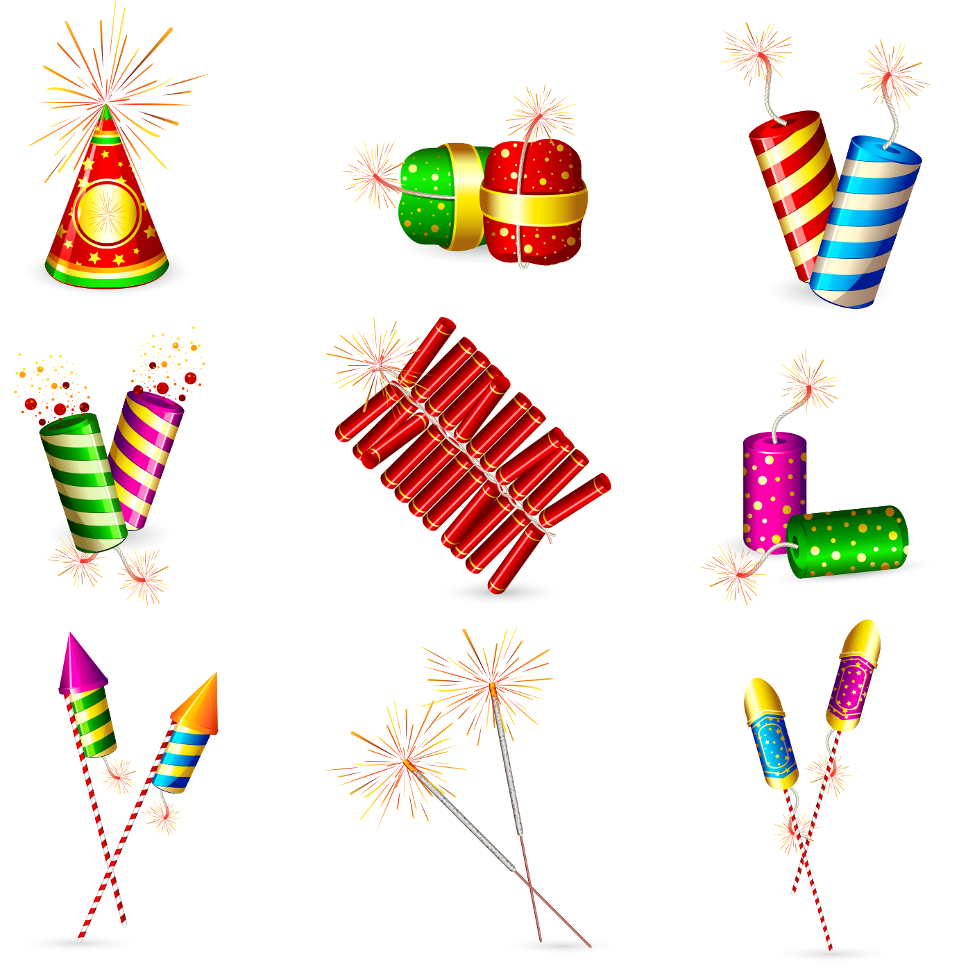 Clipart Fireworks Crackers - Cartoon Firecrackers - Png Download (1500x1500), Png Download