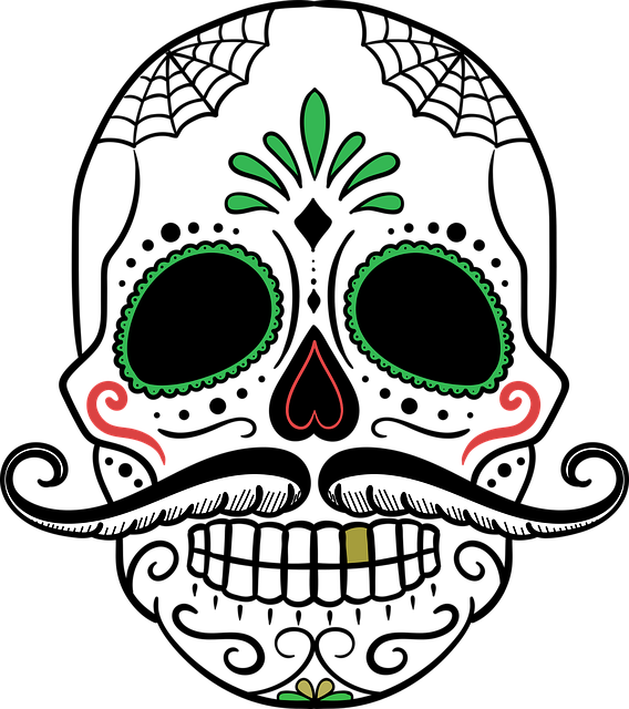 Day Of The Dead Skulls Png Clipart (568x640), Png Download