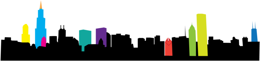 Chicago Skyline Illustration Clipart (900x409), Png Download