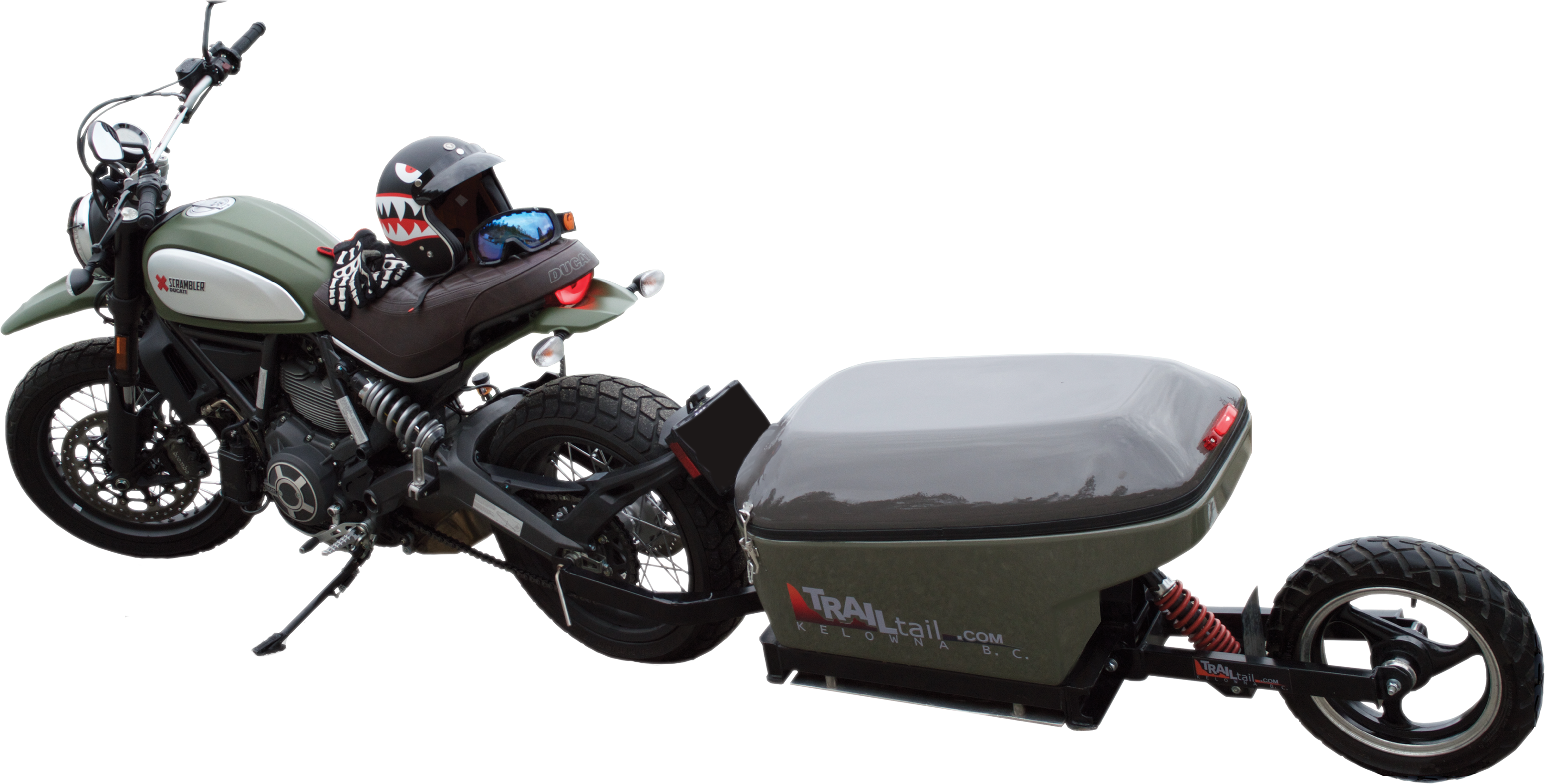 Mortocycle With Trail Tail Trailer - Trail Tail Clipart (3463x1691), Png Download