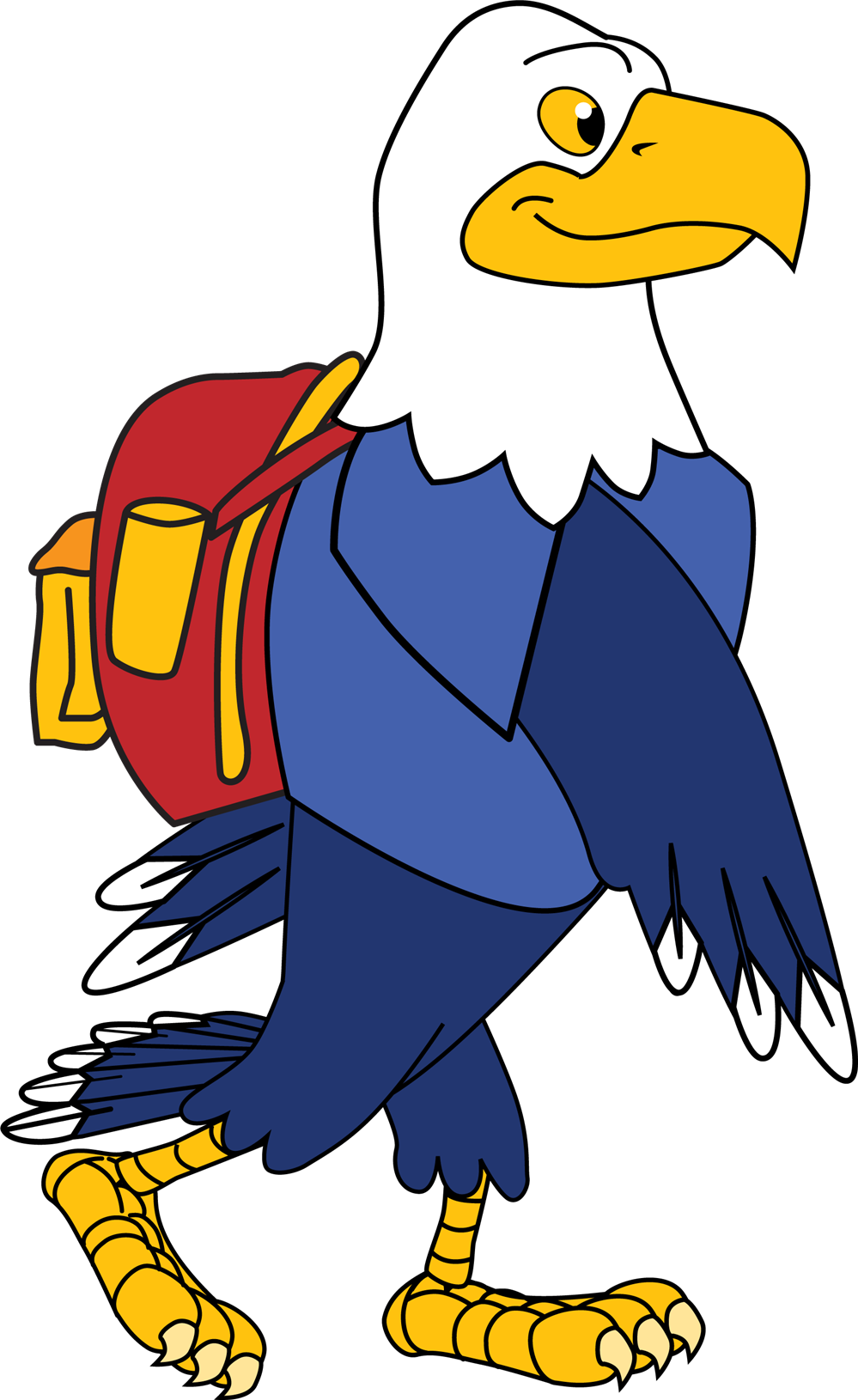 Eagle With Backpack - Cartoon Clipart (999x1630), Png Download