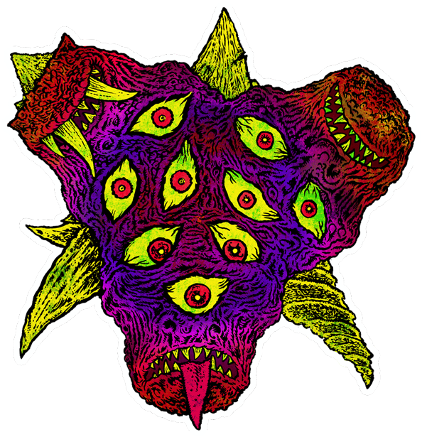 Glorp Tri-head Terror Sticker - Illustration Clipart (600x764), Png Download