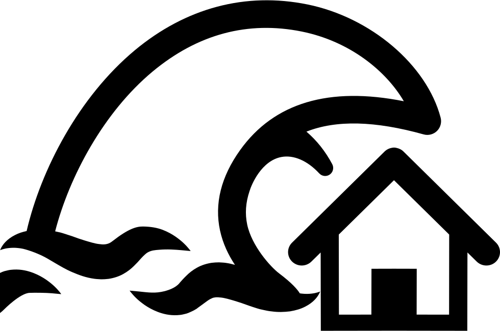 Tsunami Insurance Symbol Of A Home And A Big Ocean - Tsunami Logo Png Clipart (980x650), Png Download