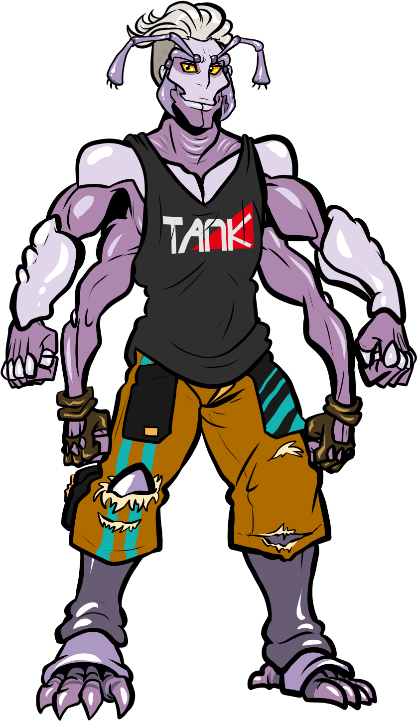 Pin-up Of Diesel Using His Extra Arms To Multitask - Cartoon Clipart (900x1500), Png Download