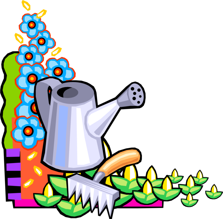 Vector Illustration Of Watering Can Or Watering Pot - Gardening Border Clip Art - Png Download (711x700), Png Download