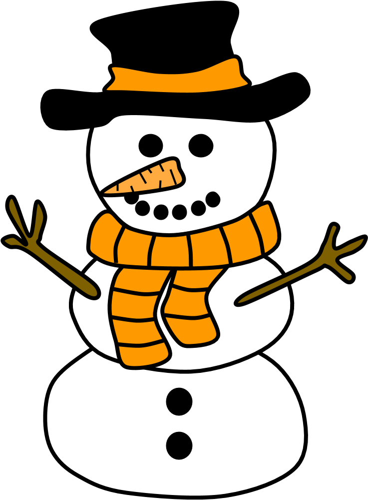 Snowman, Hat, Scarf, Orange, - Snowman Clipart (816x1056), Png Download