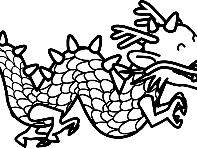 Oriental Clipart Black And White - Chinese Dragon Black And White - Png Download (640x480), Png Download