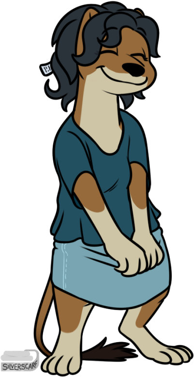 A Small, Dark Brown Stoat Girl Wearing A Dark Blue - Cartoon Clipart (471x810), Png Download