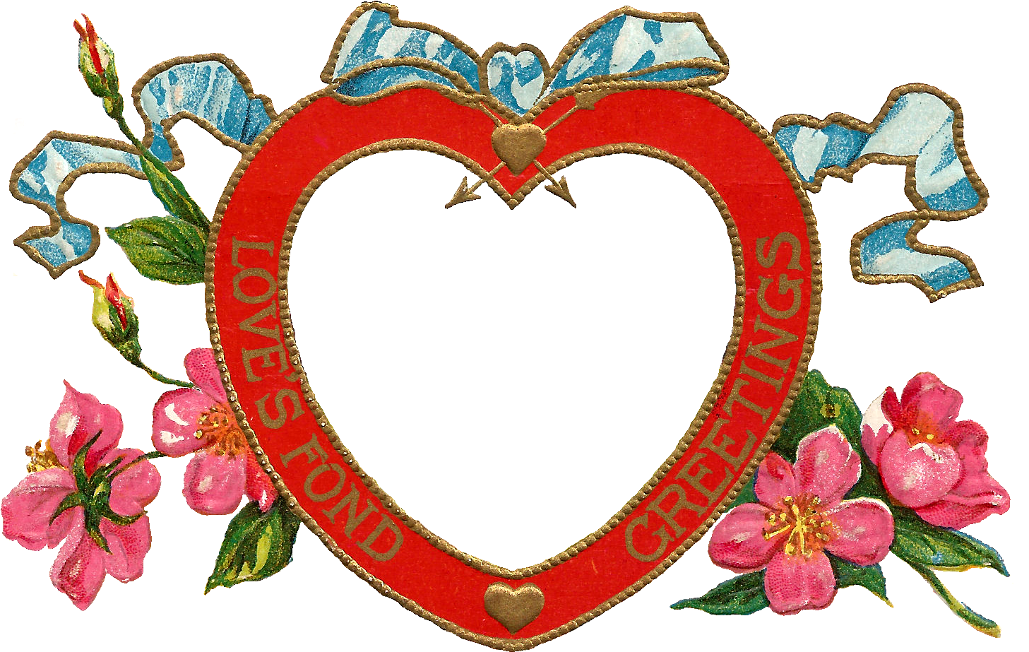 How Gorgeous Are These Digital Valentines I Created - Vintage Valentinstag-grüße Herz Und Blumen Mitteilungskarte Clipart (1457x923), Png Download