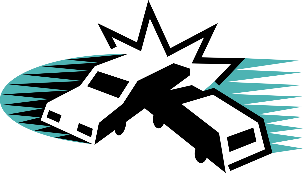 Vector Illustration Of Automobile Accident Collision Clipart (1223x700), Png Download