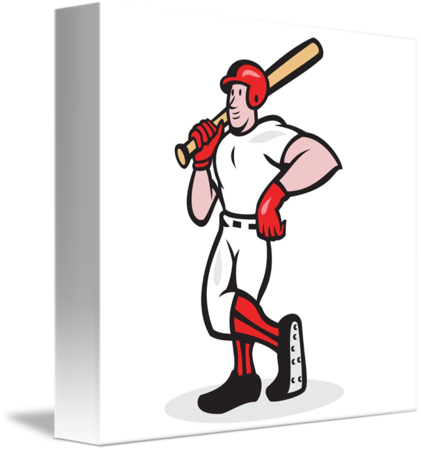 Baseball Hitter Bat Shoulder Cartoon By Aloysius Patrimonio - Baseball Player Holding Bat Cartoon Card Clipart (606x650), Png Download