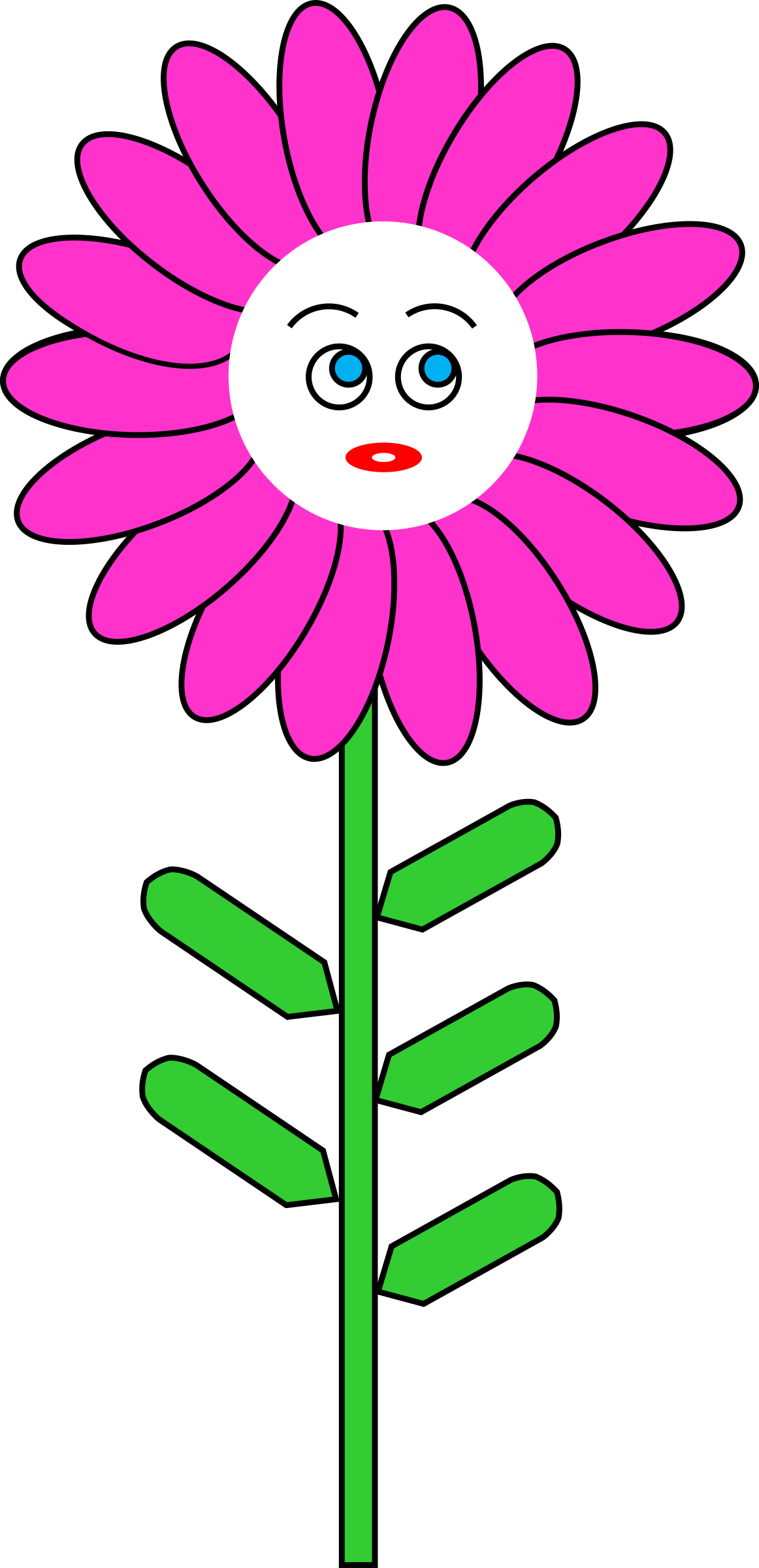 Magenta Flower With Face Vector Free Library - Clipart Flower With Face - Png Download (1162x2400), Png Download