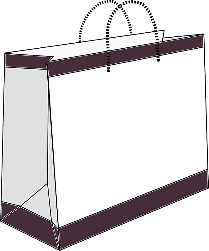 Shopping Bag Black And White Clipart (600x720), Png Download