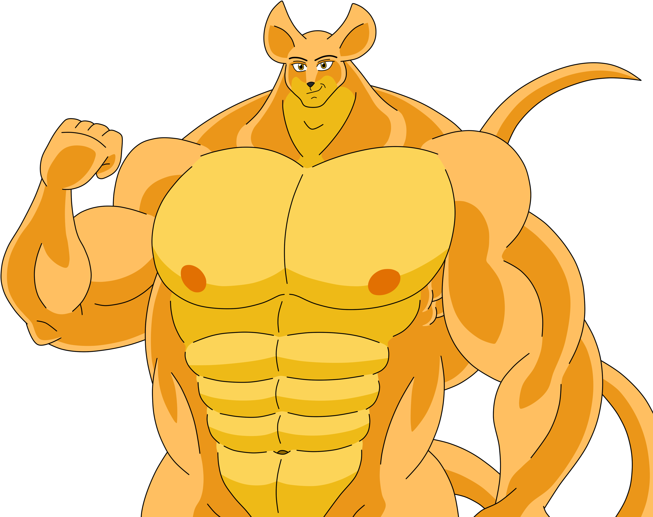 Golden Boi Flexing - Cartoon Clipart (2733x2048), Png Download