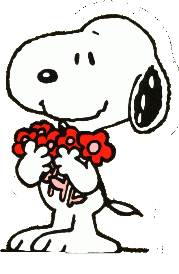 Snoopy Cartoon Background For Computer - Snoopy With Flowers Clipart (640x960), Png Download