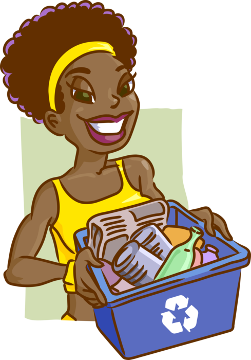 Vector Illustration Of Recycle Blue Box Receptacle Clipart (489x700), Png Download