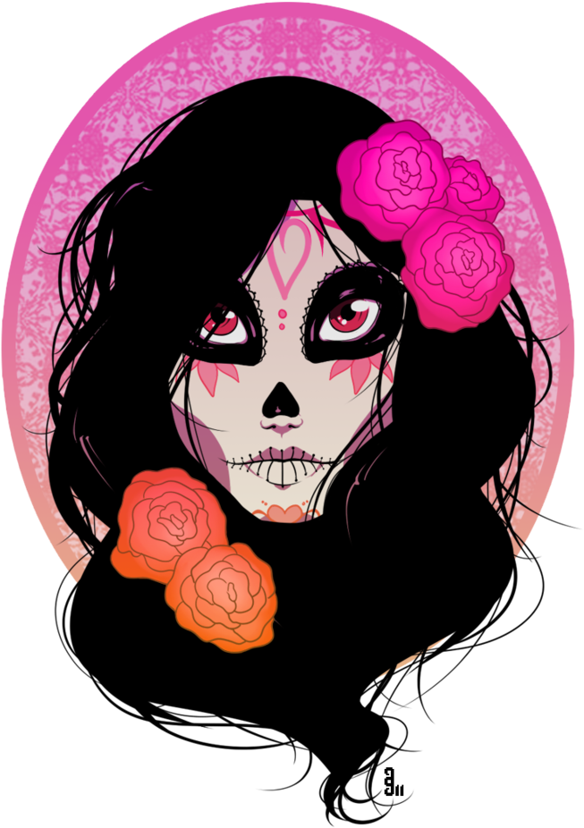 Sugar By Dahli - Sugar Skull Girl Transparent Clipart (785x1018), Png Download