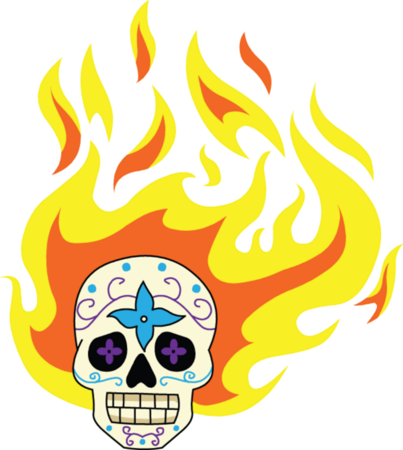 Skull With Flames Format=1000w Clipart (800x893), Png Download