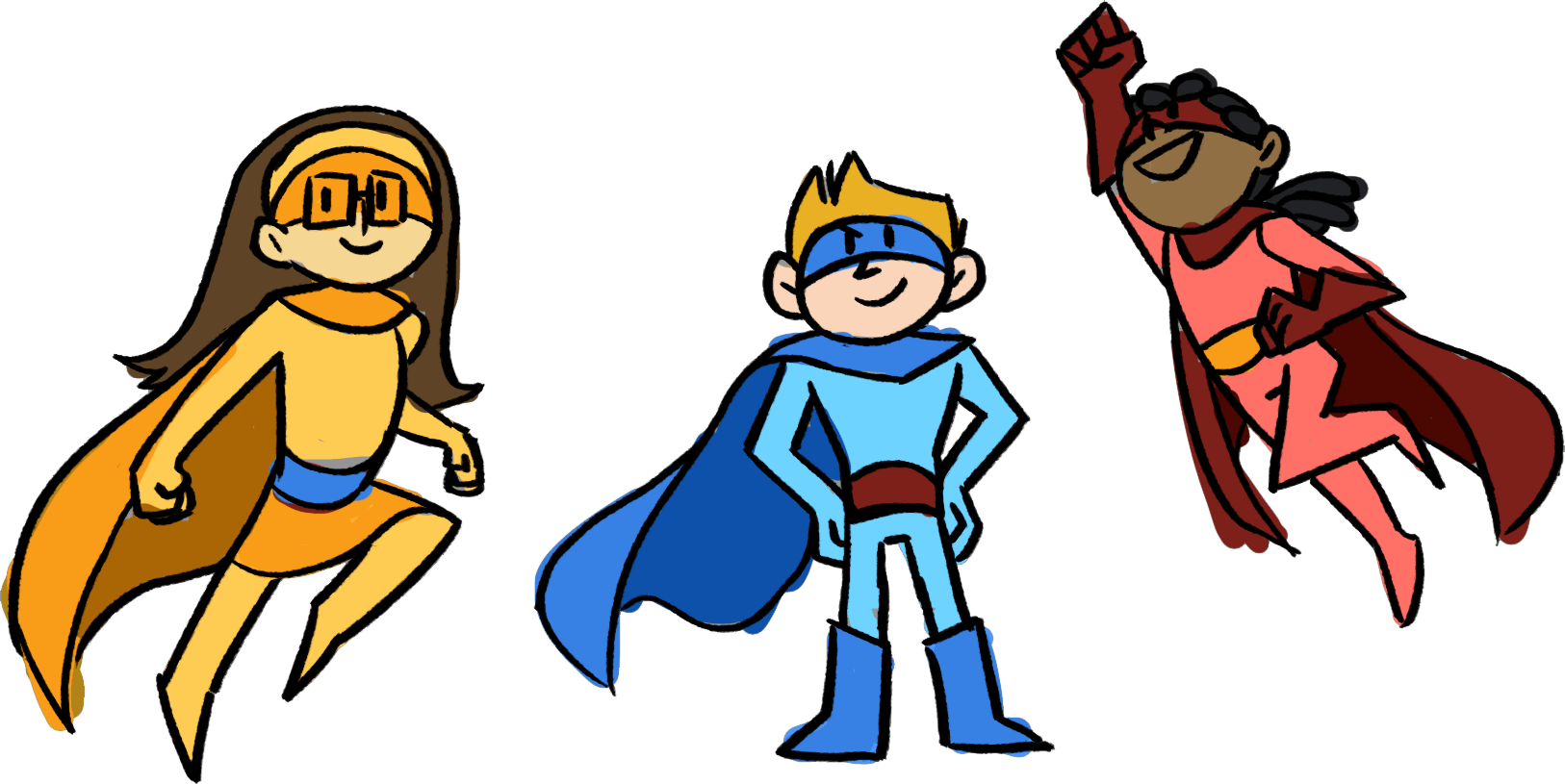 Colored Heros - Superhero Cartoon Png Clipart (1626x815), Png Download