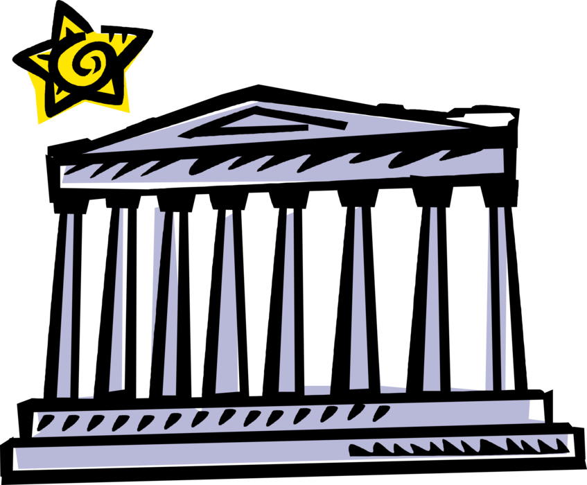 Vector Illustration Of Classical Greece Greek Temple - Clip Art - Png Download (847x700), Png Download