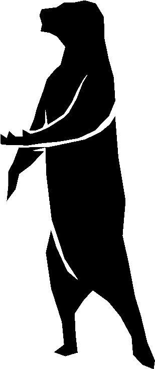 The Begging Bear - Silhouette Clipart (1330x1104), Png Download