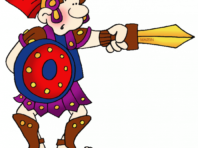 Fighting Clipart Roman - Ancient Rome Gladiator Cartoon Png Transparent Png (640x480), Png Download