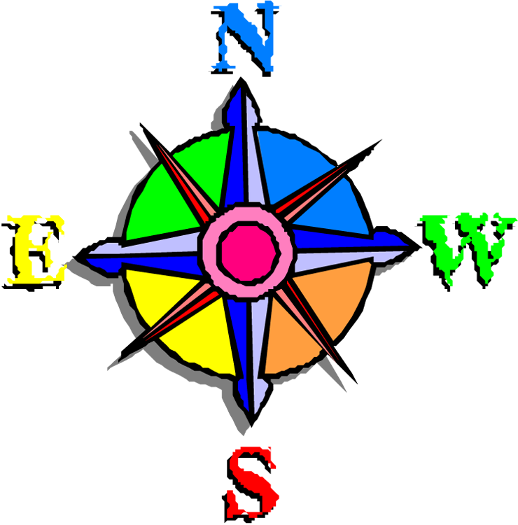 Which Way Do I Go - Colorful Compass Rose Clipart (740x750), Png Download