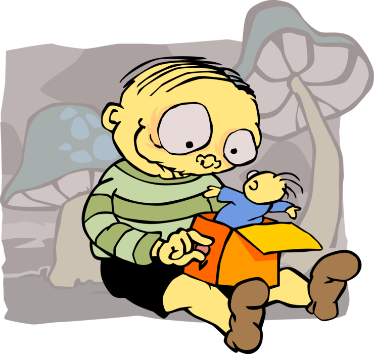 Vector Illustration Of Jack In The Box Children's Toy - Cartoon Clipart (740x700), Png Download