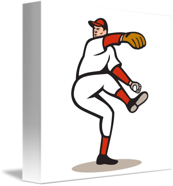 American Baseball Pitcher Throwing Ball Cartoon By - Cartoon Baseball Player Clipart - Png Download (606x650), Png Download