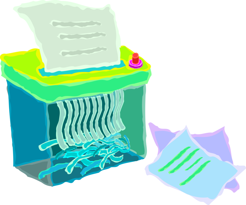 Vector Illustration Of Office Paper Shredder Destroys Clipart (840x700), Png Download