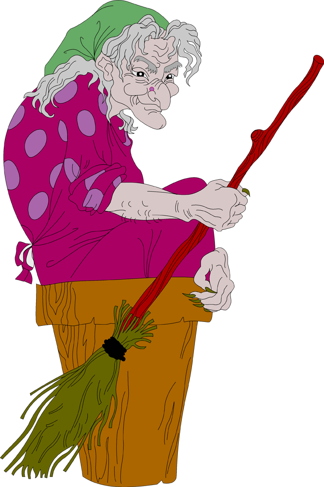 Баба-яга - Ugly Witch On Broom Clipart (665x1000), Png Download