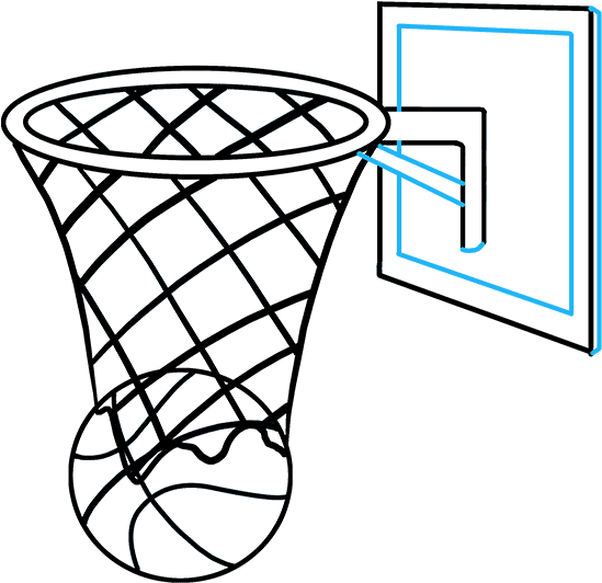 How To Draw Basketball Hoop - Draw A Basketball Hoop Clipart (680x678), Png Download