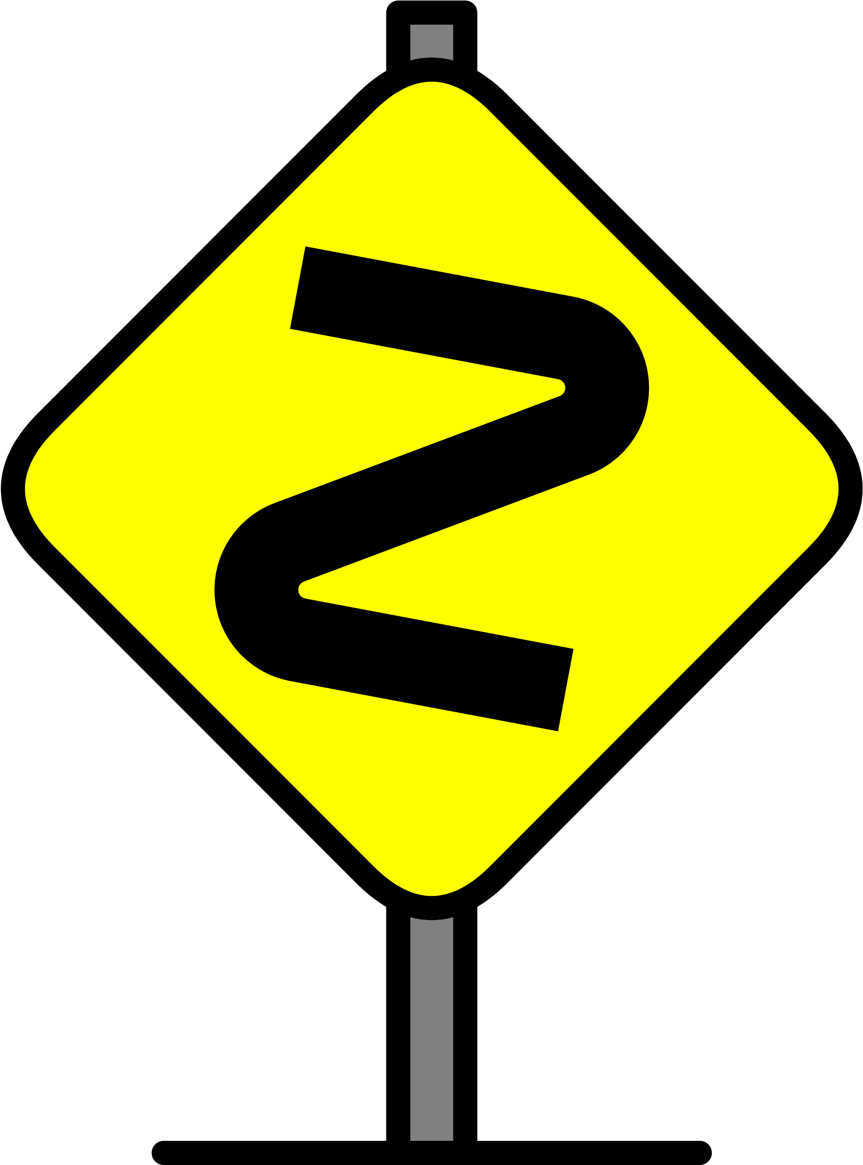 Open - Dangerous Bend Sign Clipart (2000x2667), Png Download