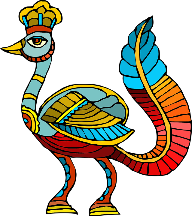 Cartoon Mummy Images 27, Buy Clip Art - Colorful Mythological Peacock 5'x7'area Rug - Png Download (639x720), Png Download