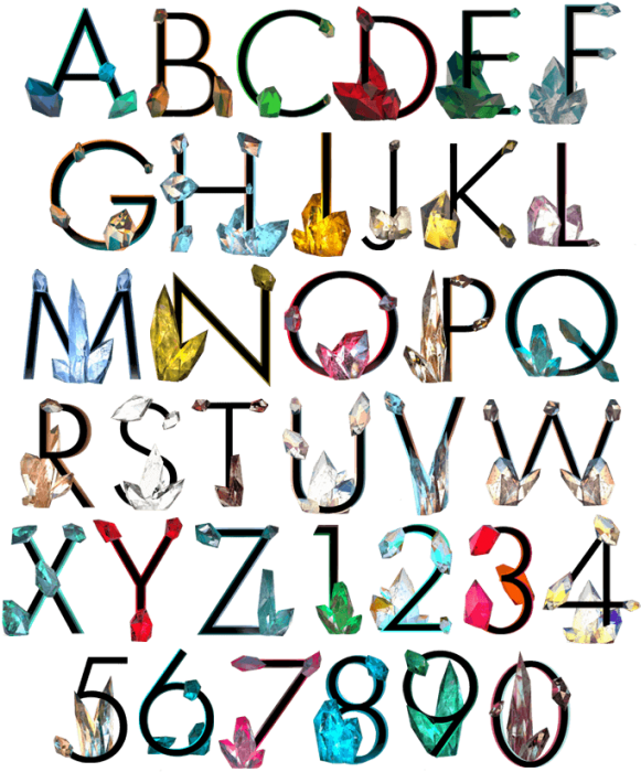 Crystal Font - Alphabet Clipart (595x706), Png Download