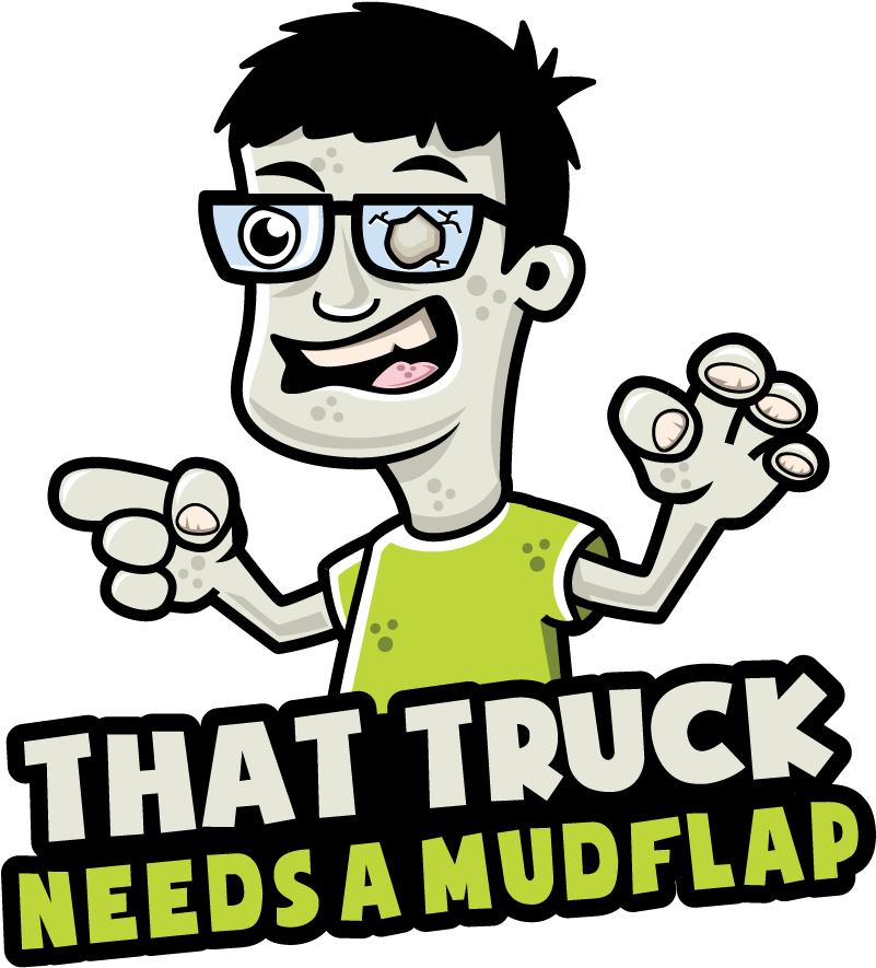 Zombie Pointing At A Dump Truck With A Rock In His - That Truck Needs A Mudflap Clipart (1000x1000), Png Download
