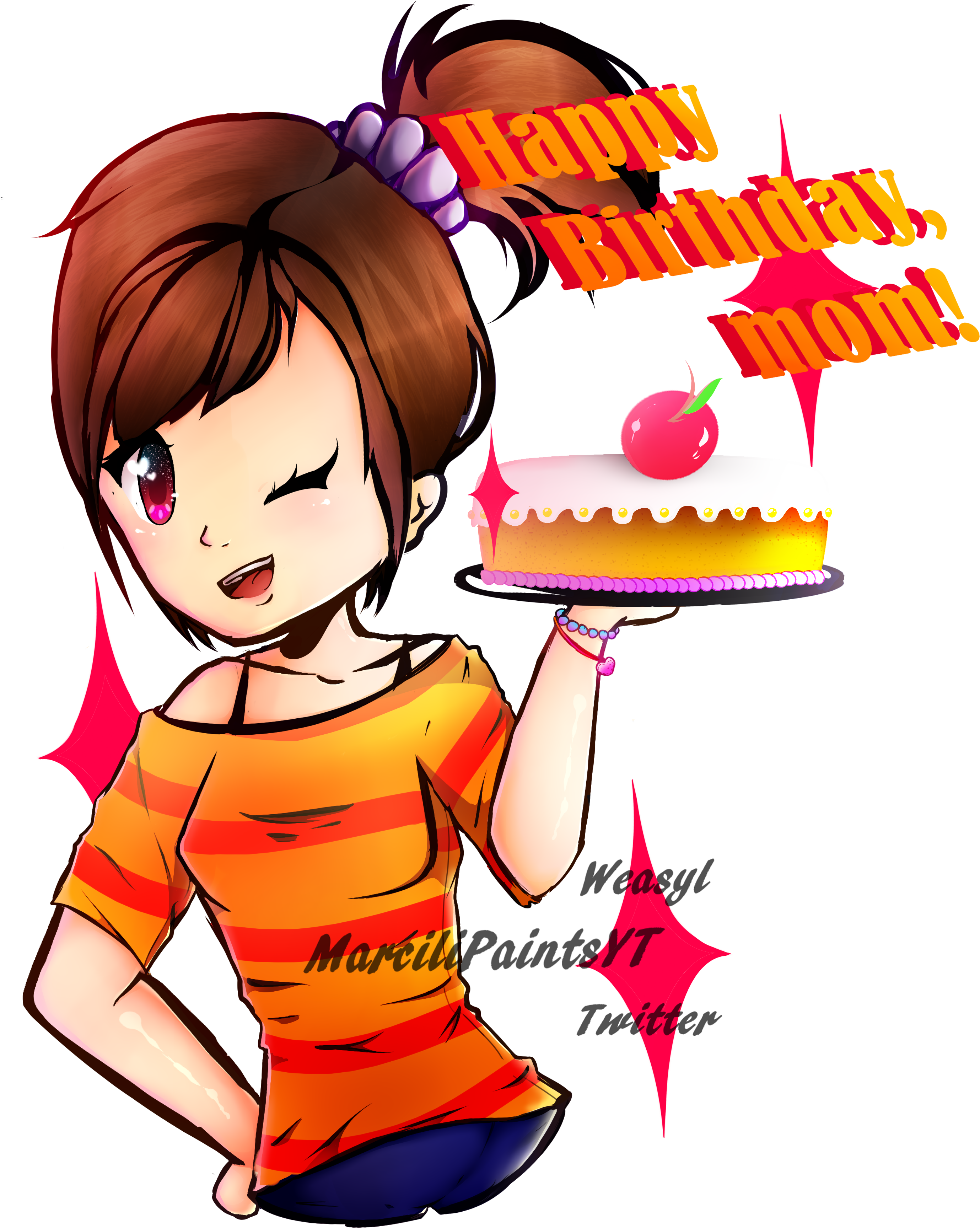 【gift】- Happy Birthday, Mom - Happy Birthday Mom Cartoon Clipart (2919x3500), Png Download