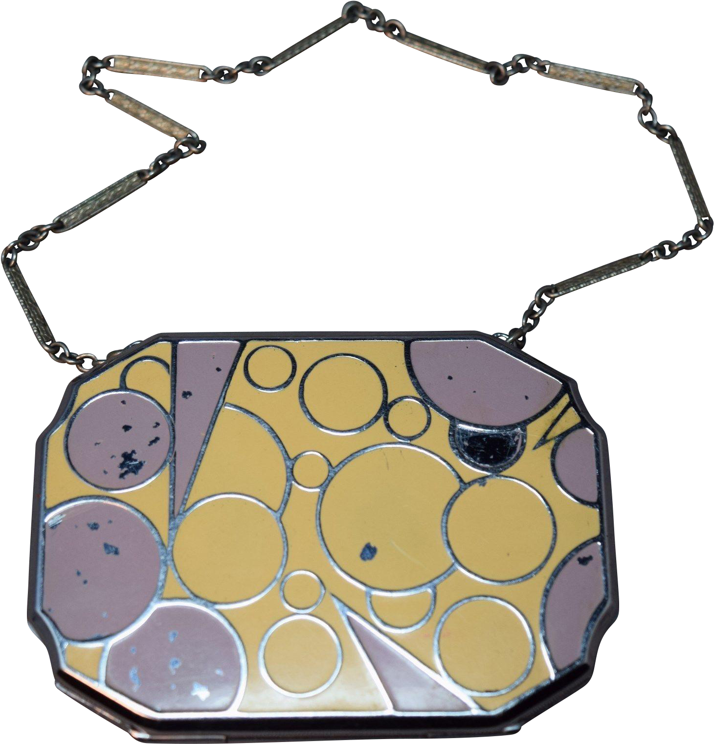 Vintage Art Deco Enameled Necessaire/powder Compact - Compact Clipart (1519x1519), Png Download