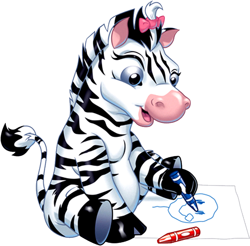 Baby Zebra Cartoon - Girl Zebra Clipart (600x600), Png Download