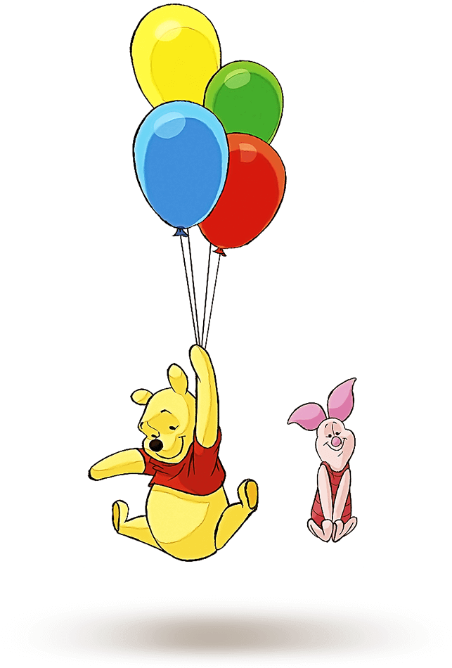 Roommates Naklejki Wielorazowe "kubuś Z Balonami" - Winnie The Pooh Party Cone Hats - Party Bits 2 Go Clipart (1000x1000), Png Download