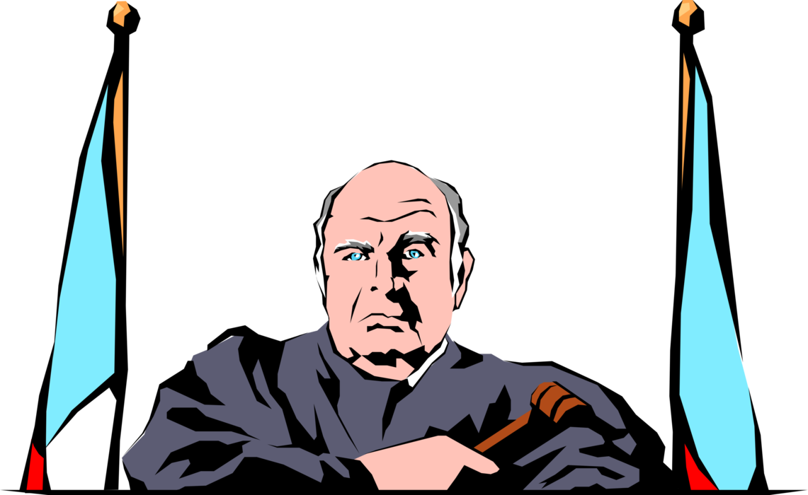Vector Illustration Of Judicial Judge Presiding In - Illustration Clipart (1141x700), Png Download