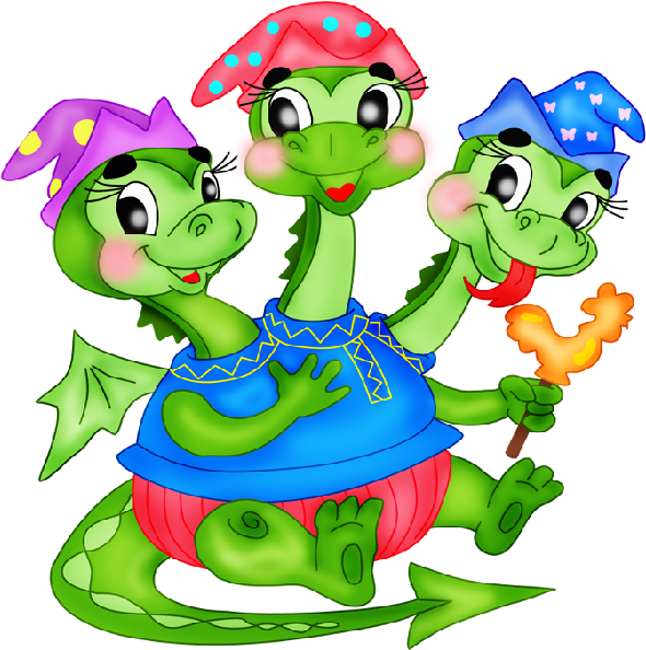 Cartoon Dragons Pictures - Three Headed Dragon Clipart - Png Download (600x600), Png Download