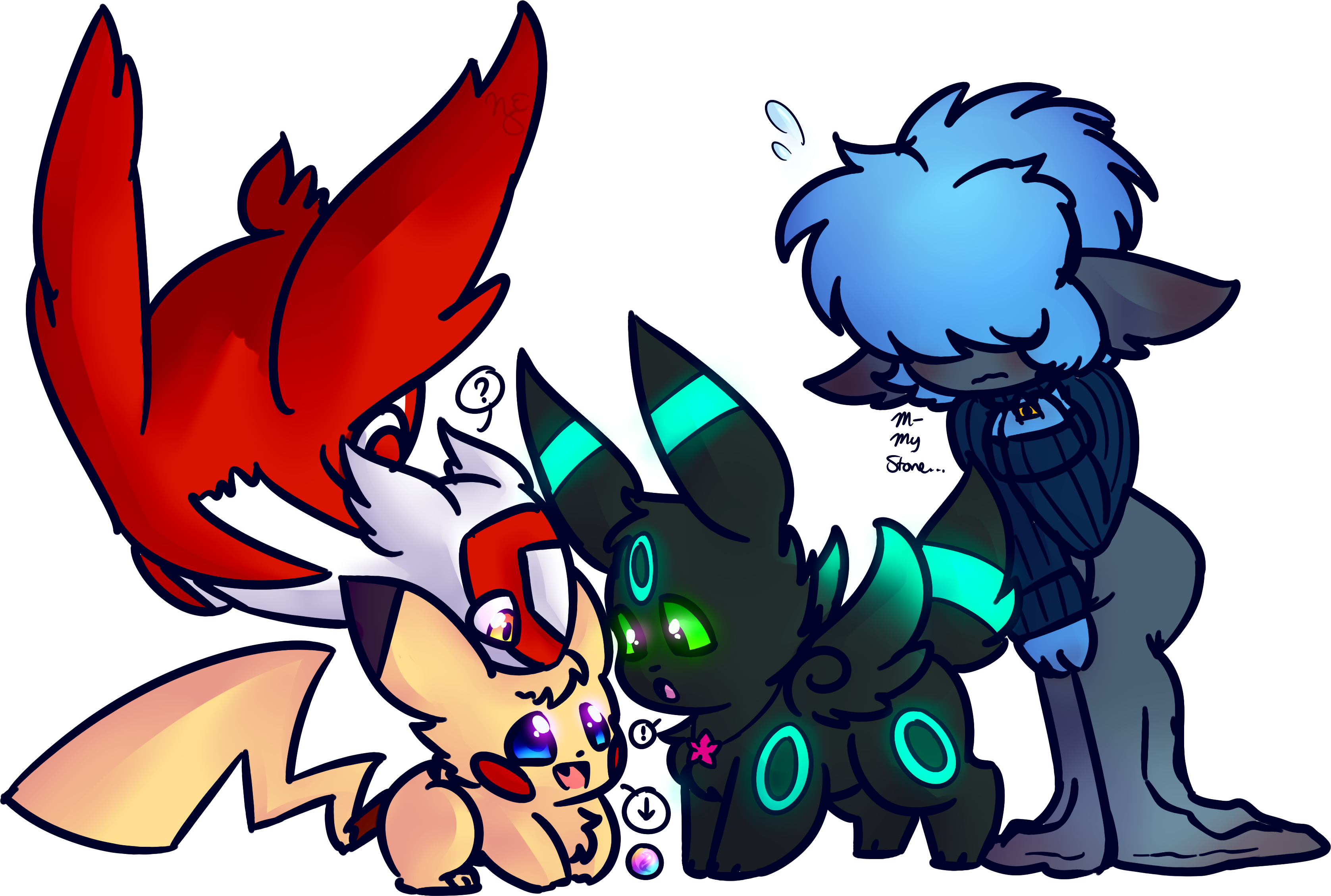 [pokemon] Moonlight Cave Group [chibi] By Nikki-tine - Portable Network Graphics Clipart (3353x2258), Png Download