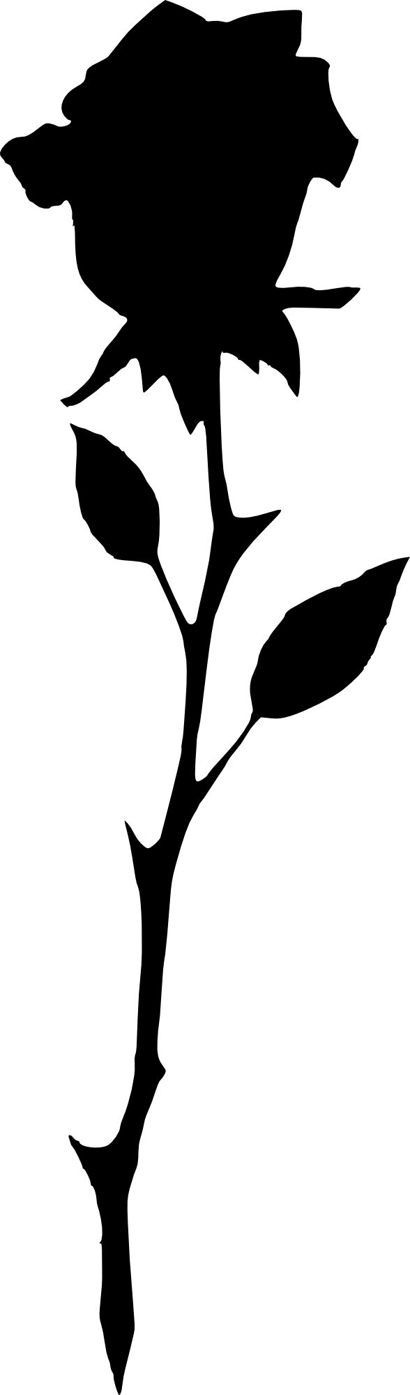 Long Stem Rose Silhouette - Long Rose Silhouette Clipart (588x2000), Png Download