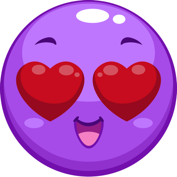 Purple Heart Eyes Emoji Clipart (600x600), Png Download
