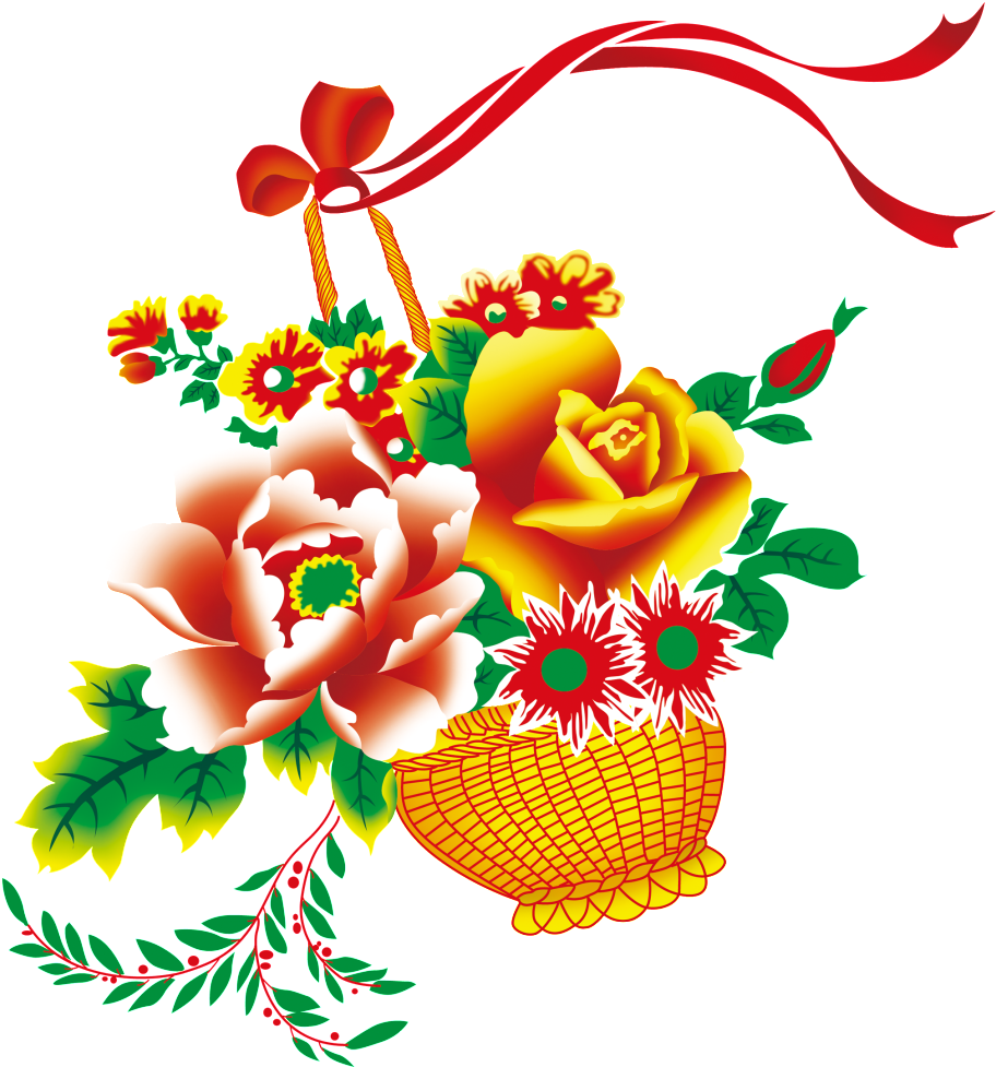 Hand Painted Flower Baskets - Flowers Psd Clipart (1024x1024), Png Download