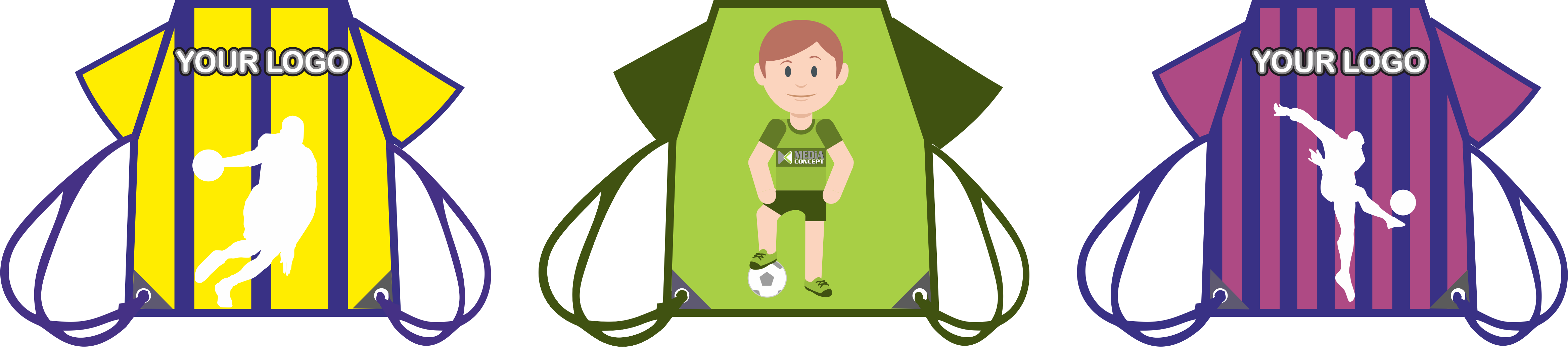 Also For The Sports Fans We Can Offer The T-shirt Bag - Cartoon Clipart (4670x1035), Png Download